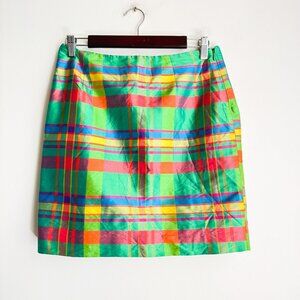 Lauren Ralph Lauren Raw Silk Plaid Colourful Mini Skirt 10P